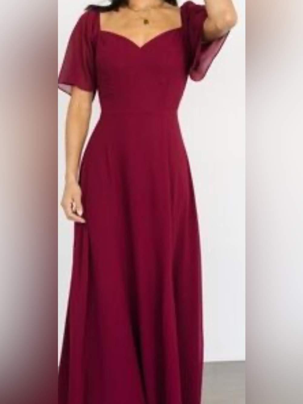 Baltic Born Wine Red Maxi Dress with Flutter Sleeves